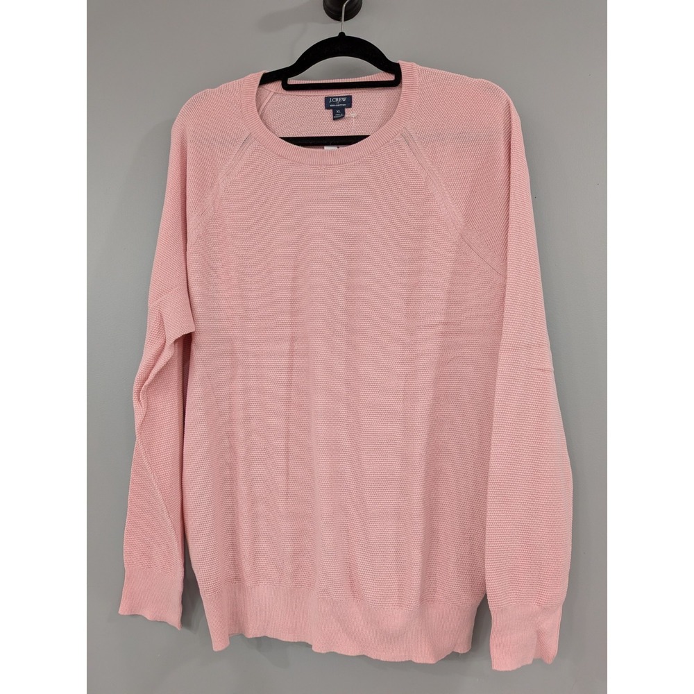 NEW LIGHTWEGIHT‎ J Crew Mens PINK Waffle Knit Crewneck Sweater BABY SHOWER